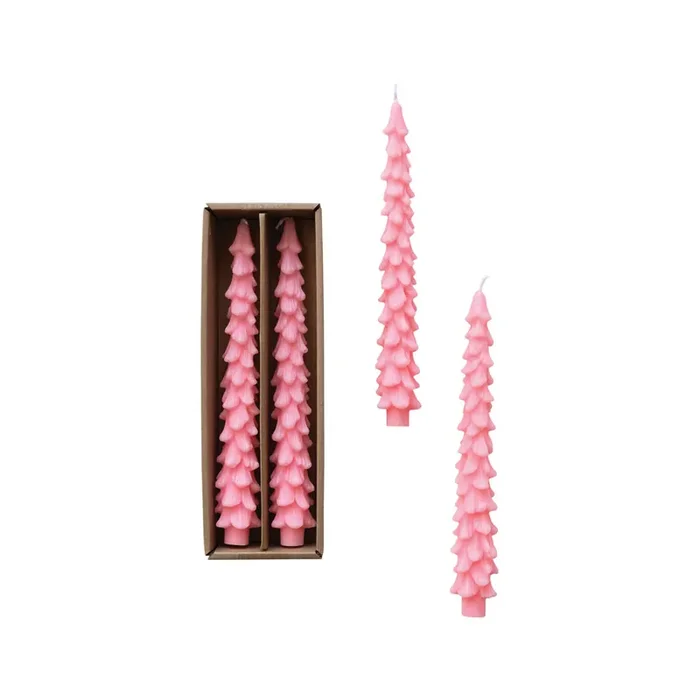 Unscented Tree Shaped Taper Candles in Box, Pink, Set of 2 — Flipping Fabulous