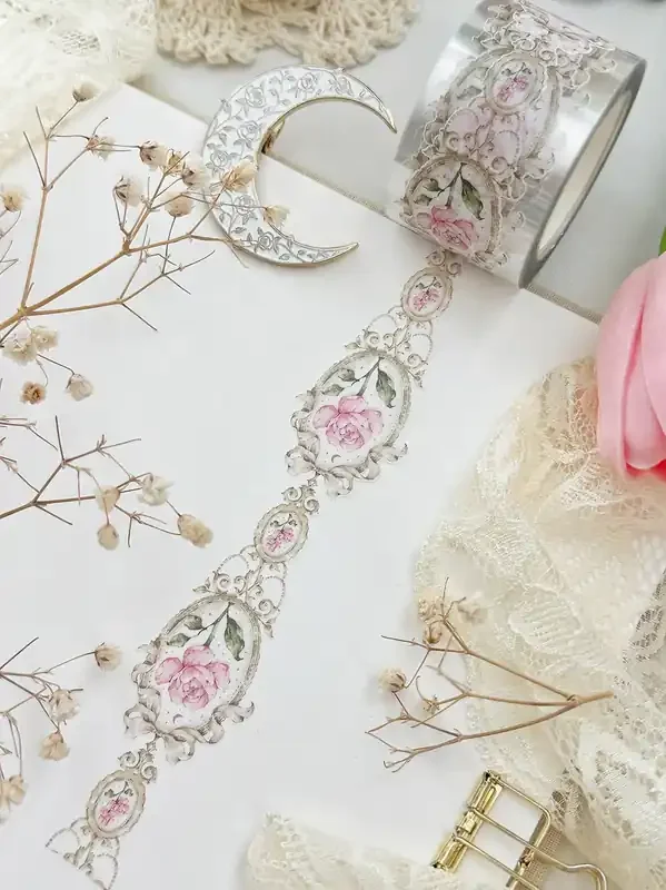 Vintaged Framed Rose Die Cut Washi Tape