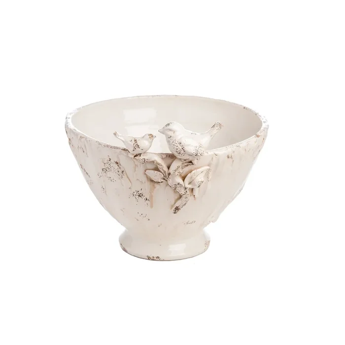 White Ceramic Centerpiece with BirdsRetail