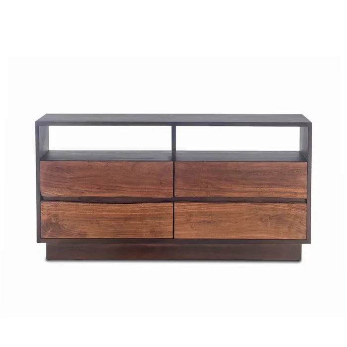 World Interiors Palermo 64-Inch Acacia Wood Live Edge Dresser in Raw Walnut Finish
